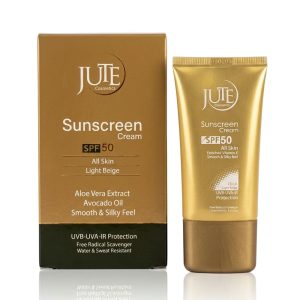 کرم ضدآفتاب SPF50 رنگی ژوت (JUTE) رنگ بژ روشن (مخصوص انواع پوست) حجم 40 میلی لیتری