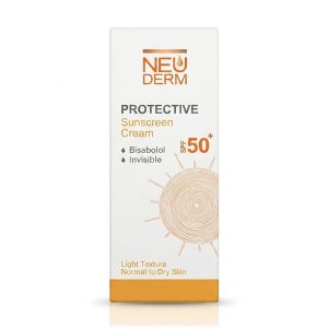 کرم ضدآفتاب SPF50 بی‌رنگ نئودرم (NEUDERM) سری Protective (مخصوص پوست نرمال تا خشک) 50 میلی لیتری
