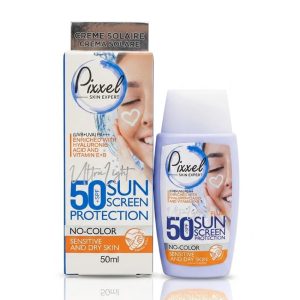 ضدآفتاب SPF50 فلوئیدی بی‌رنگ پیکسل (Pixxel) پوست حساس و خشک حجم ۵۰ میلی‌لیتر