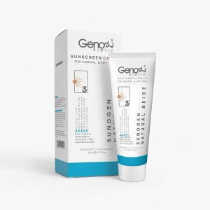 کرم ضدآفتاب رنگی و مرطوب‌کننده ژنوبایوتیک (Genobiotic) بژ طبیعی (کد ۳) پوست‌ معمولی و خشک حجم ۵۰ میلی‌لیتر
