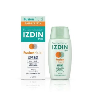 کرم ضدآفتاب SPF50 ایزدین پرو (IZDIN PRO) مدل فیوژن فلوئید مناسب پوست چرب و مختلط حجم ۵۰ میلی‌لیتر