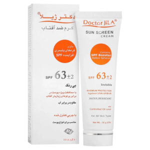 کرم ضدآفتاب SPF63 بی‌رنگ دکتر ژیلا (Doctor Jila) انواع پوست وزن ۵۰ گرمی